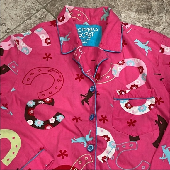 🤠 Victoria’s Secret Pink Horseshoe Cowgirl 💯% Cotton Flannel Pajama Set - Picture 5 of 16